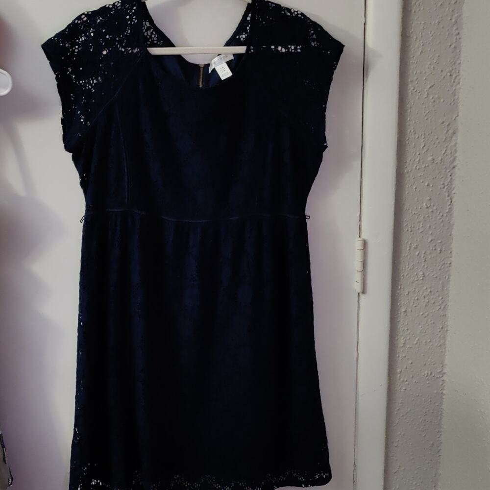 Motherhood Maternity Lace Short Sleeve Dress Navy Blue XL Bridal Baby Shower